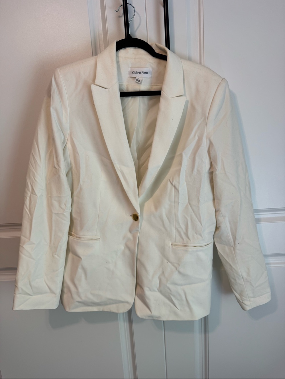 Calvin Klein Women's Off-White Single-Button Blazer